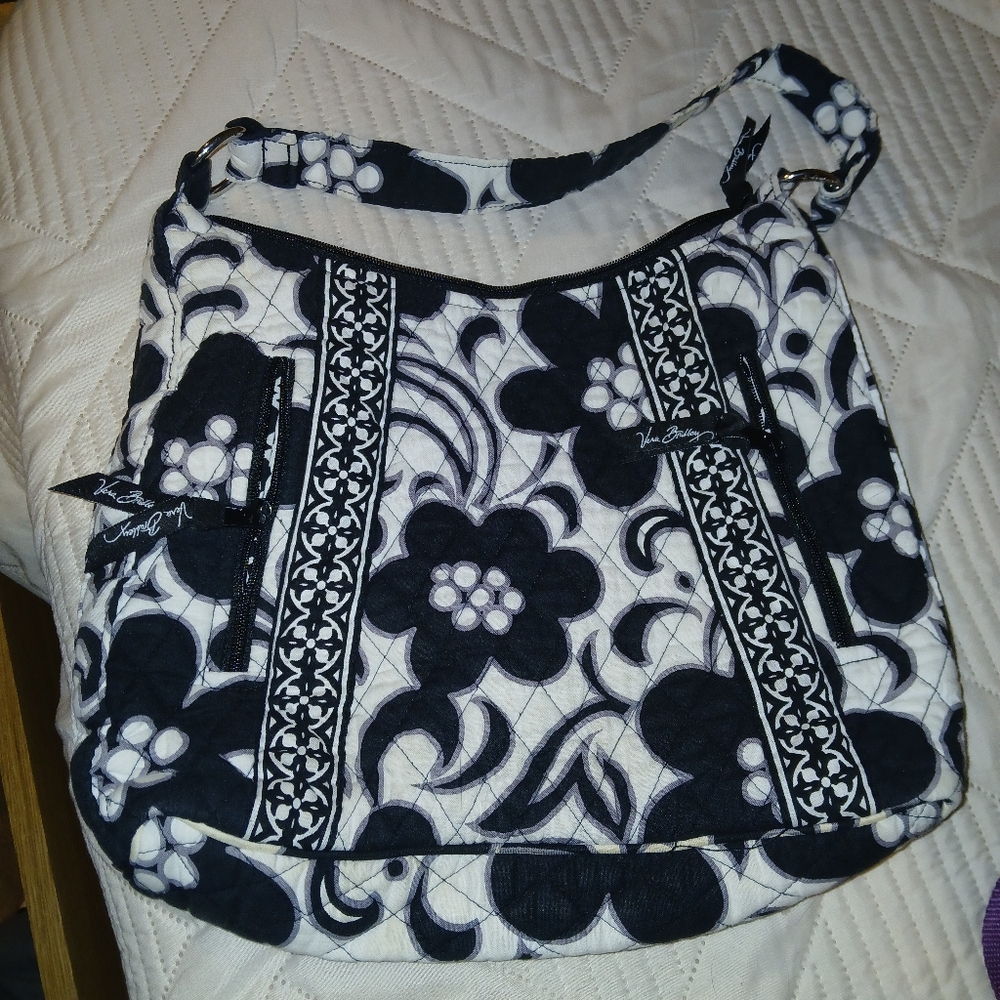 Vera Bradley Black and White Floral Shoulder Bag